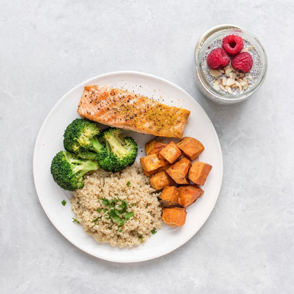 📌 Exemplo prático de um prato que reduz inflamação e aumenta a disposição: salmão, brócolis, batata-doce e quinoa. Comece assim amanhã.