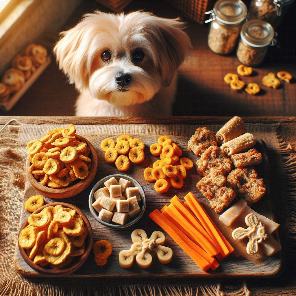 📸 Petiscos naturais são alternativas saudáveis e simples para complementar a alimentação dos cães.