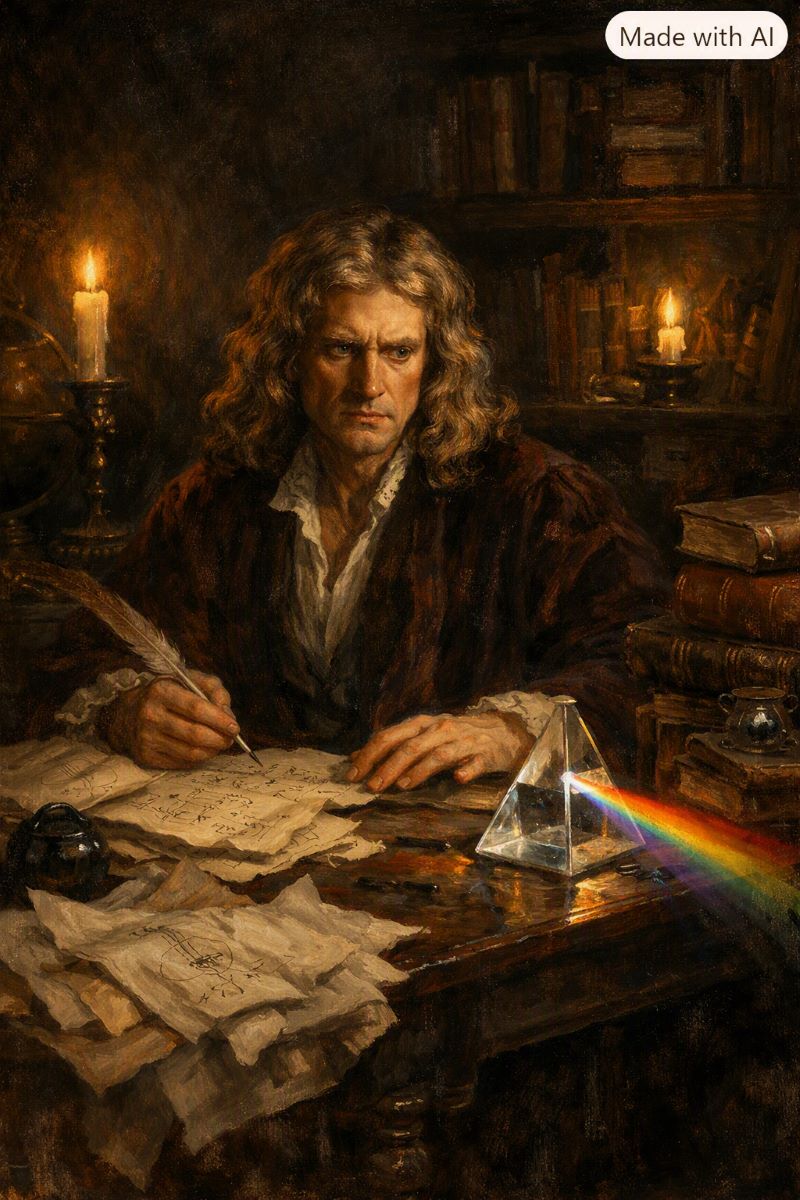 📸 Isaac Newton desenvolveu suas teorias do cálculo na década de 1660, mas sua relutância em publicar desencadeou a maior controvérsia da ciência.
