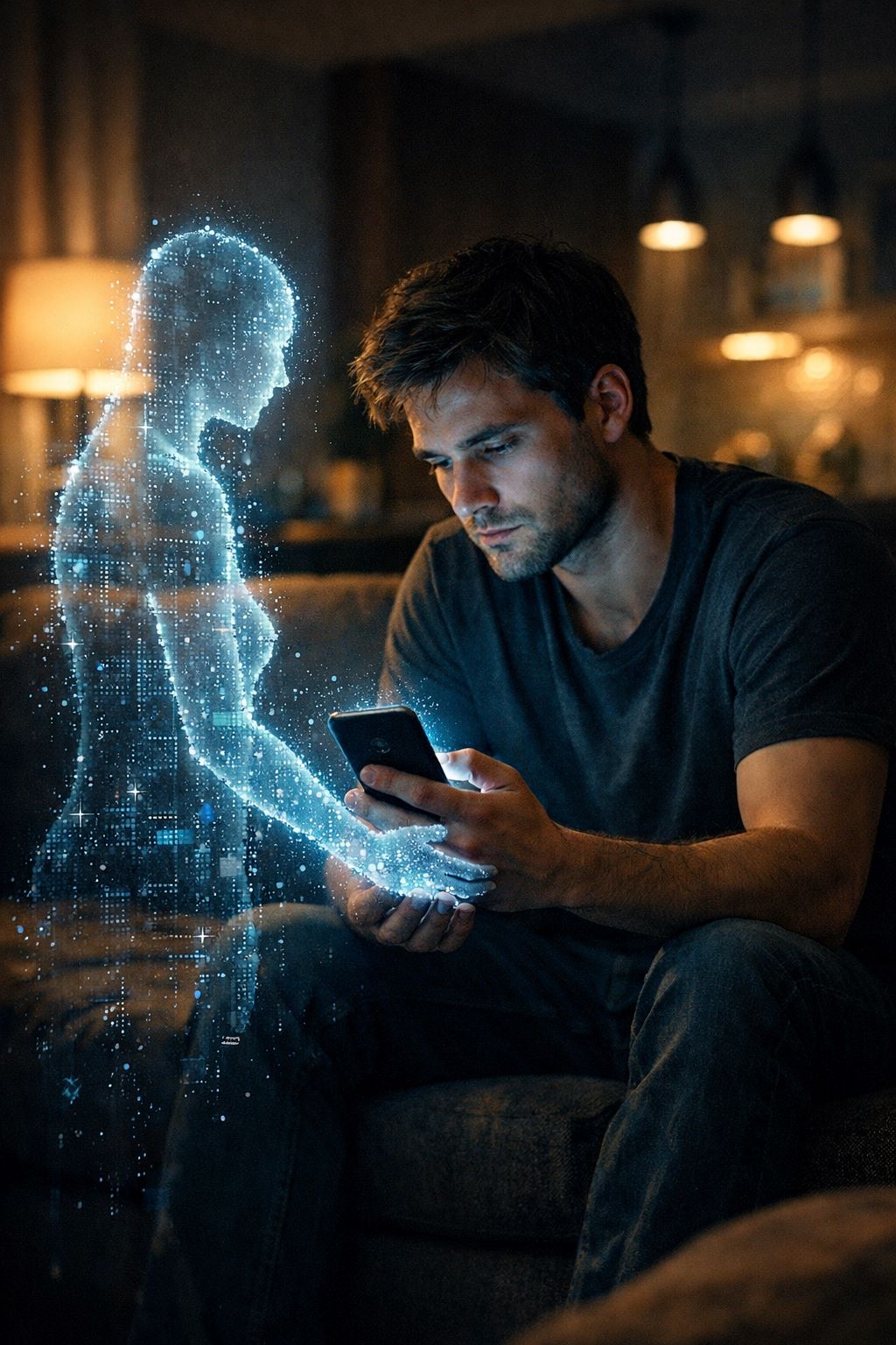 📸 A ilusão de companhia: os chatbots de IA preenchem o silêncio, mas conseguem suprir a falta de um abraço real.