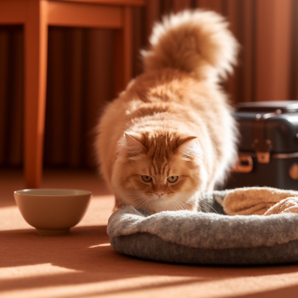 Chegamos ao destino! 🏨🐾 Criar um cantinho seguro e confortável para o seu gato no local de hospedagem faz toda a diferença na adaptação.